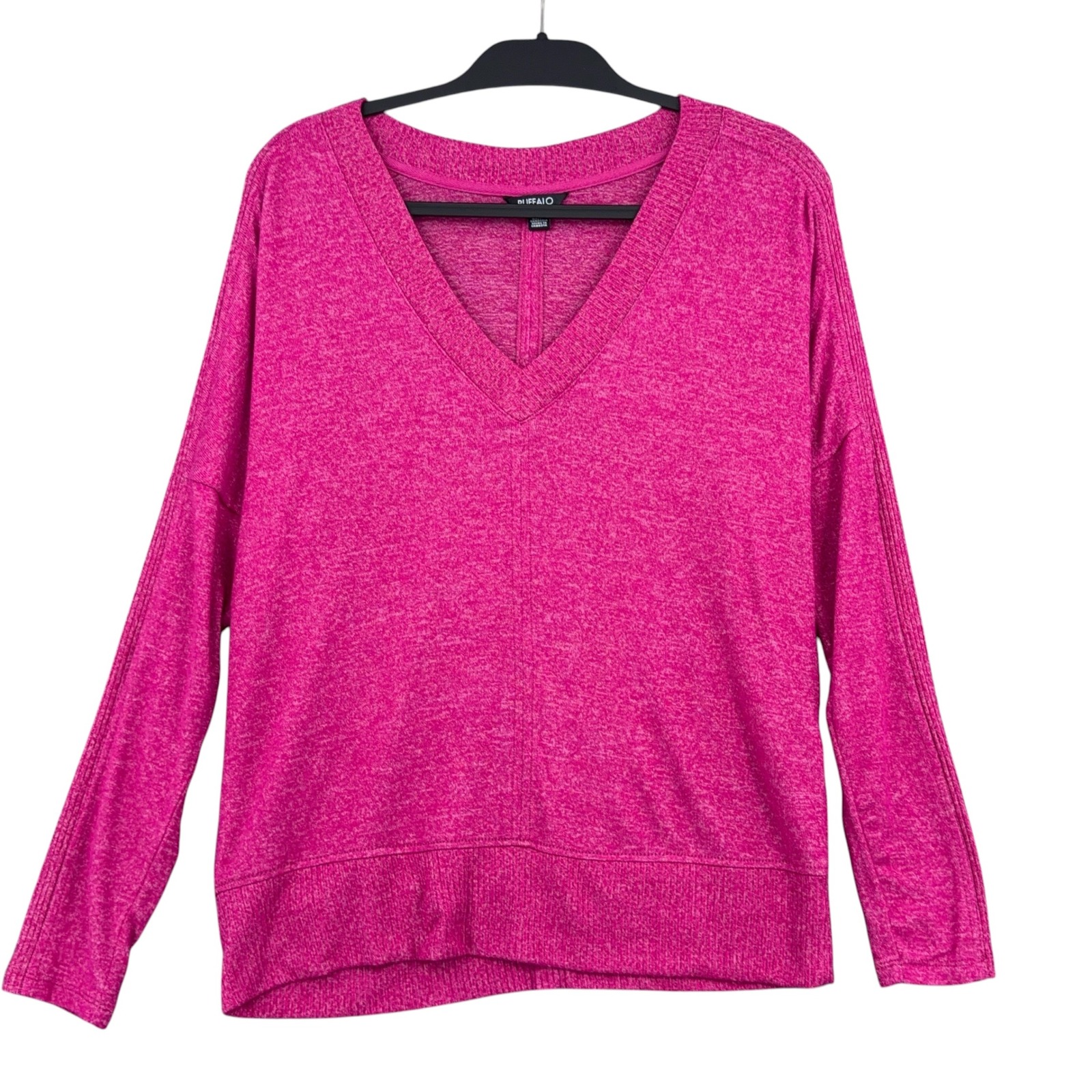 Buffalo David Bitton V-Neck Sweater Womens S Viscose Blend Pink
